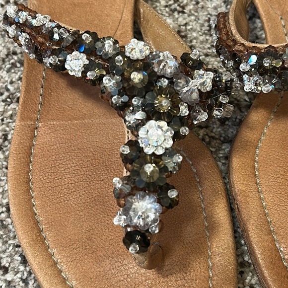 Prada Women's Leather Tan and Brown Beaded Sandals size EU 38 US 8 - Picture 6 of 16